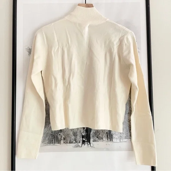 Nordstrom Cali Be Soft Quarter Zip Mock Neck Sweater Creamy Beige Large - Picture 2 of 10